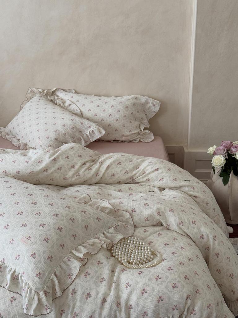 G5Z Francuska Retro Dwustronna Bawełniana Koronkowa Poszewka na Kołdrę