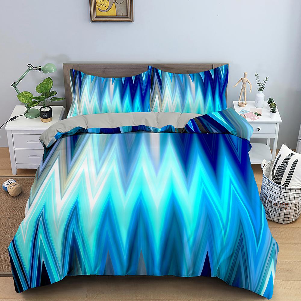 Abstract Duvet Cover Set King Microfiber Blue Psychedelic Bedding Set 2/3 Pcs Queen Size Warped Space Theme Twin Comforter Cover