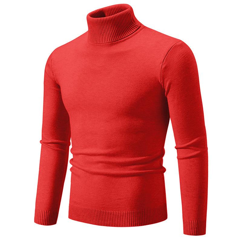 Autumn and Winter New Men's Simple Solid Color Sweater Fashionable Men's Casual Turtleneck Bottoming Sweater