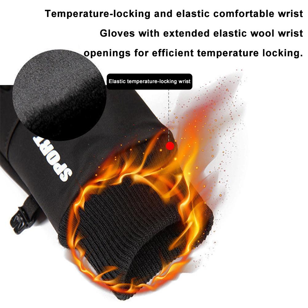 1Pair Winter Warm Full Fingers Waterproof Wind Proof Cycling Outdoor Sports Running Motorcycle Ski Touch Screen Fleece Gloves