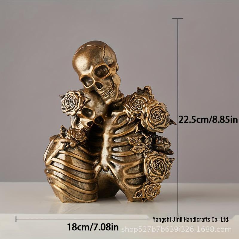 Romantic Rose Skull Resin Ornament - Creative Home Entrance Decoration