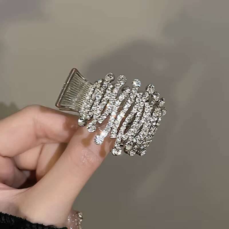 New Rhinestone Pearl Crab Hair Clip Women Fixed Ponytail Hairpin Holder Barrettes Y2k Girls Hair Accessories Claw Clip