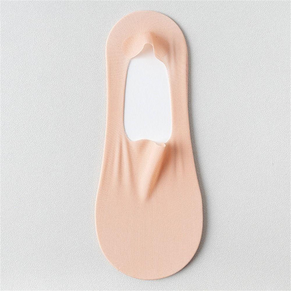 1 Pair Thin Breathable Boat Socks Non-slip Shallow Mouth Invisible Short Sock Solid Color Traceless Ice Silk Socks for Summer