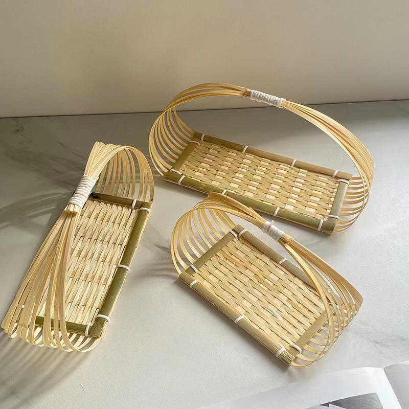 Fruit Basket Engagement Decoration Bamboo Woven Fruit Tray Hand-arranged Multilayer Storage Basket Pastry Creative Bamboo Basket