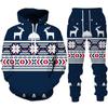Autumn Winter Men Merry Christmas Hoodie Set Cartoon Santa Claus Clothing Male Fashion Hooded Coat Pullover Casual Streetwear