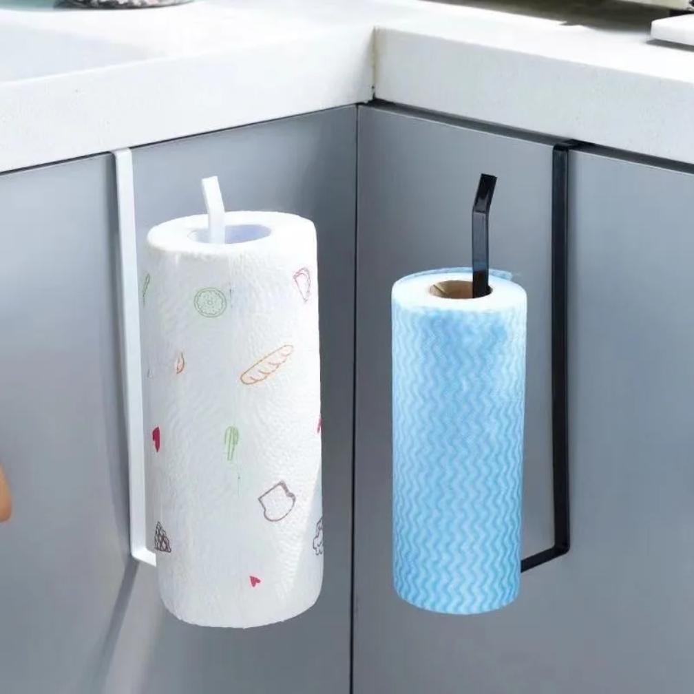 Kitchen Paper Towel Rack Holder Tissue Hanger Toilet Roll Paper Hanger Cabinet No Punching Storage Bathroom Accessories