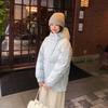 Women's Hooded Short Puffer Coat Loose Fit Quilted Winter Jacket Zipper Closure Solid Color