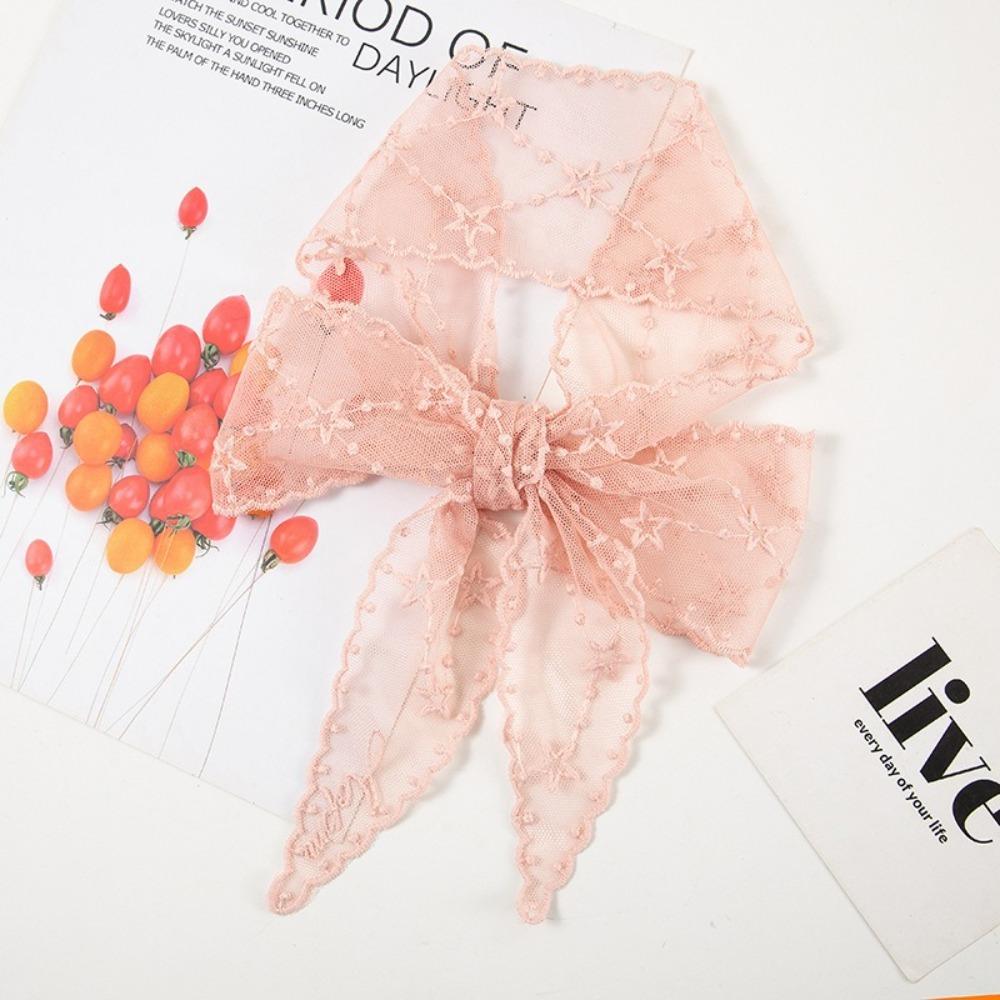 Embroidered Flower Women Narrow Long Scarf Elegant Sunscreen Shawl Ins Female Headscarf  Summer