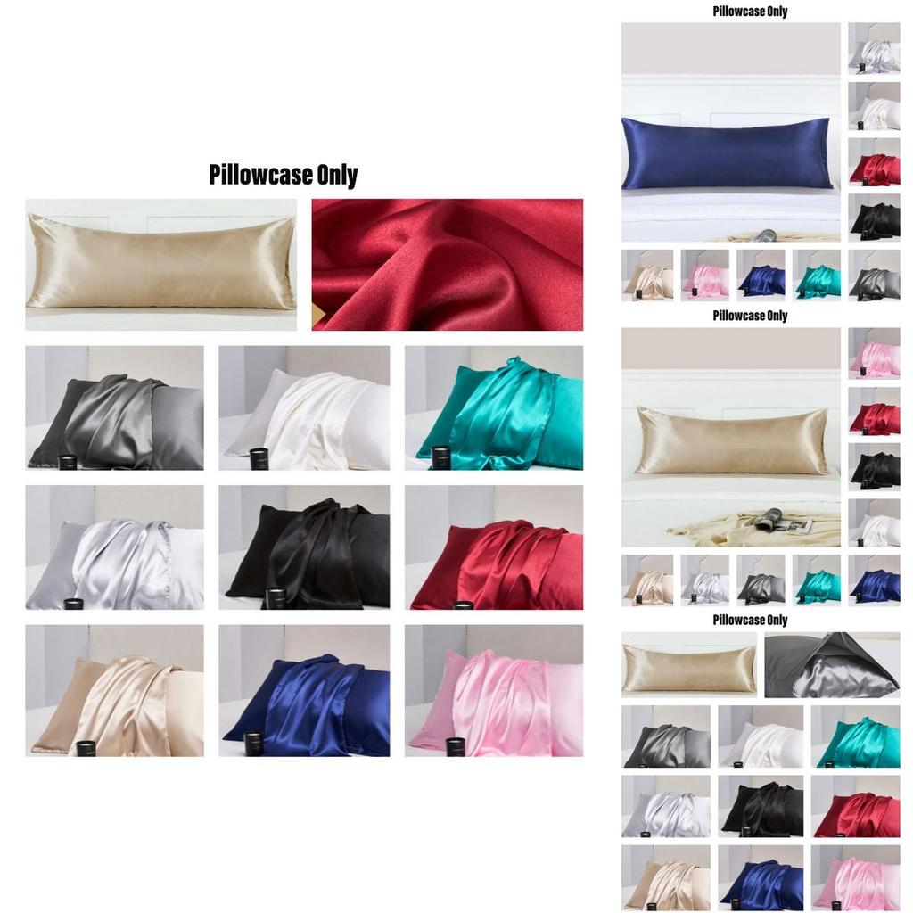Luxurious Silk-like Pillowcase For Double Bed Soft Pillow Cover Polyester Fiber Fabric Simplicity Design 51*137cm/20*54in