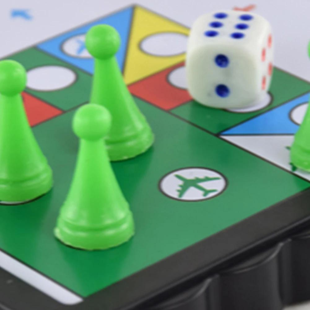1Set Magnetic Foldable Flying Chess Crawling Mat Ludo Portable Board Game Camping Travel Game Set Aeroplane Chess