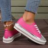 Plus Size Casual Shoe Women's New Flat Round Toe Lace-up Color-blocking Fashion Single Shoe Women for Fall 2025