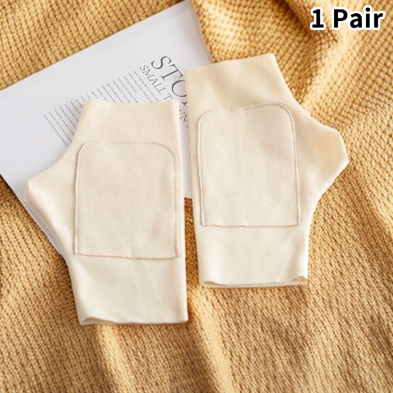 1 Pair Warm Women Fingerless Gloves Soft Solid Color Half Finger Gloves Touch Screen Velvet Mittens Winter Pocket Design