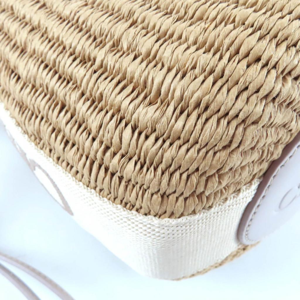 Excellent Chloe Shoulder Bag Woody small basket bag beige paper CHC23AS381L1826Y Used