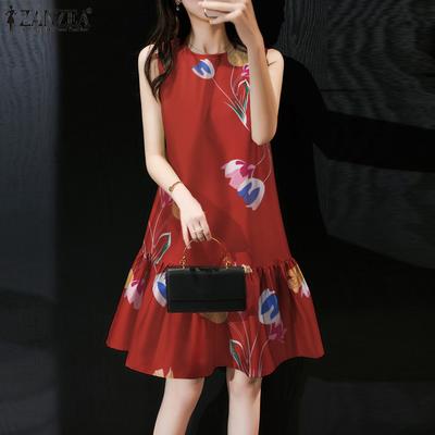Women Casual Floral Print Sleeveless Dress