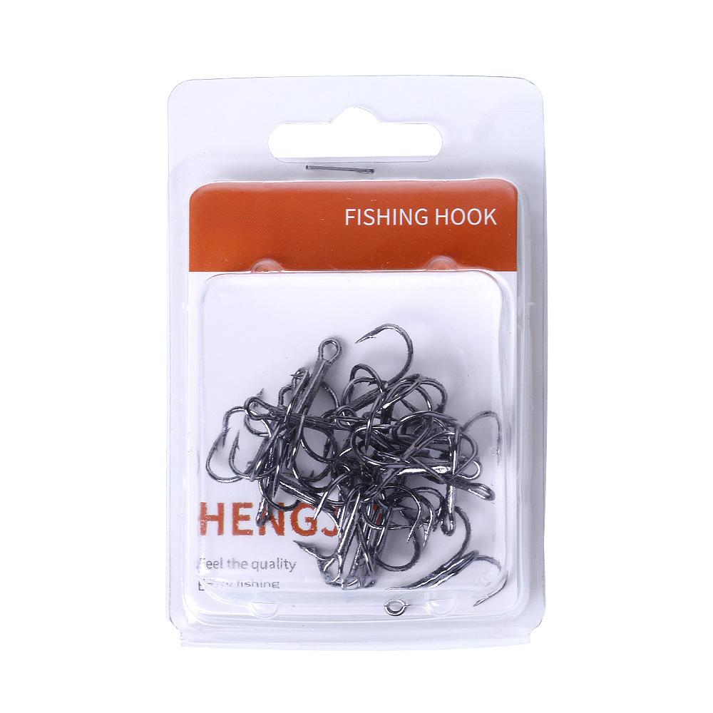 Treble Hook Anchor Fish Broken Nail Hook Boxed Black High Carbon Hook 20pcs Lure Fishhook (20pcs/Box)