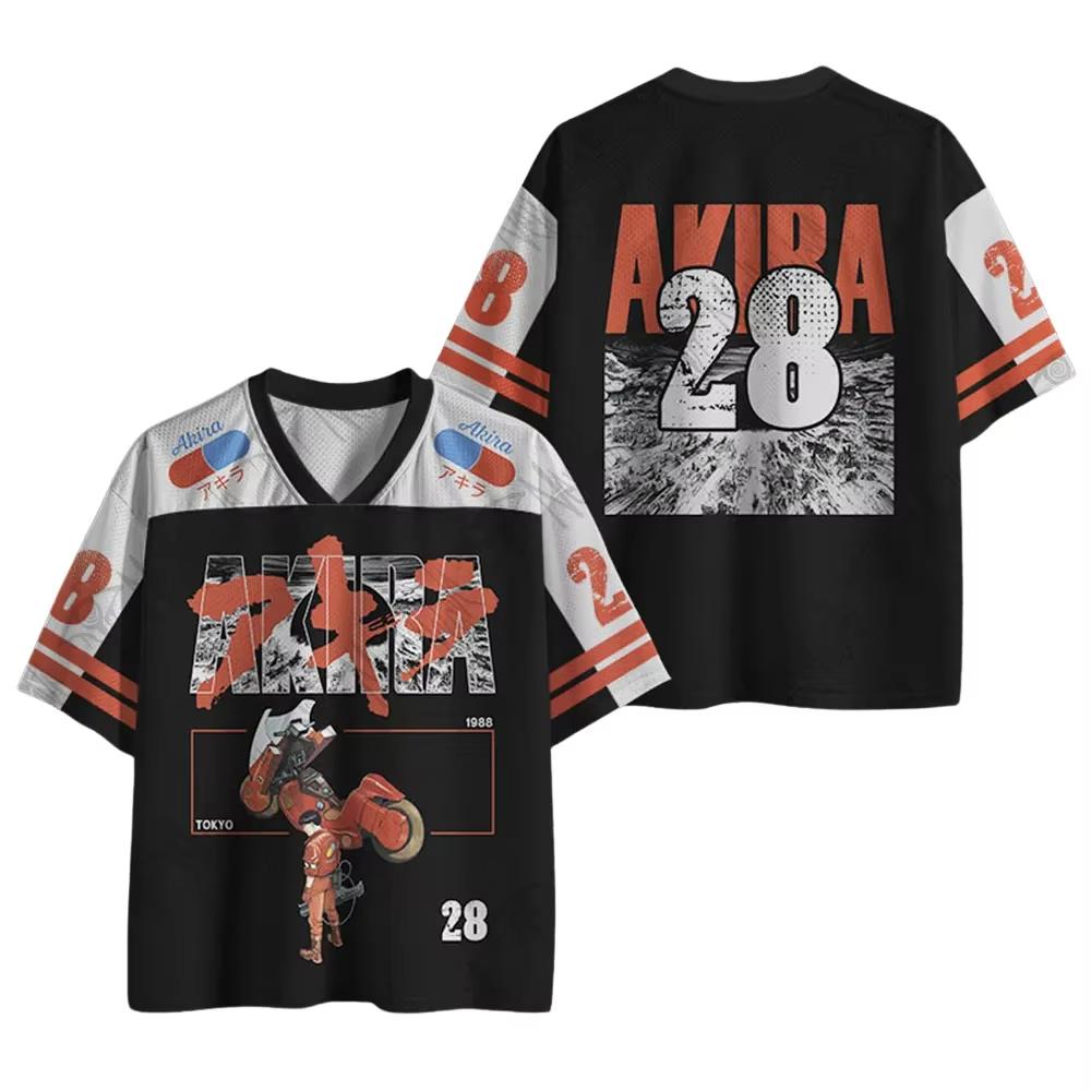 2026 Summer Fashion Anime Akira Hip Hop 3D Printed T-shirt Fitness Breathable Outdoor Hip Hop Street V-neck T-shirt Large S