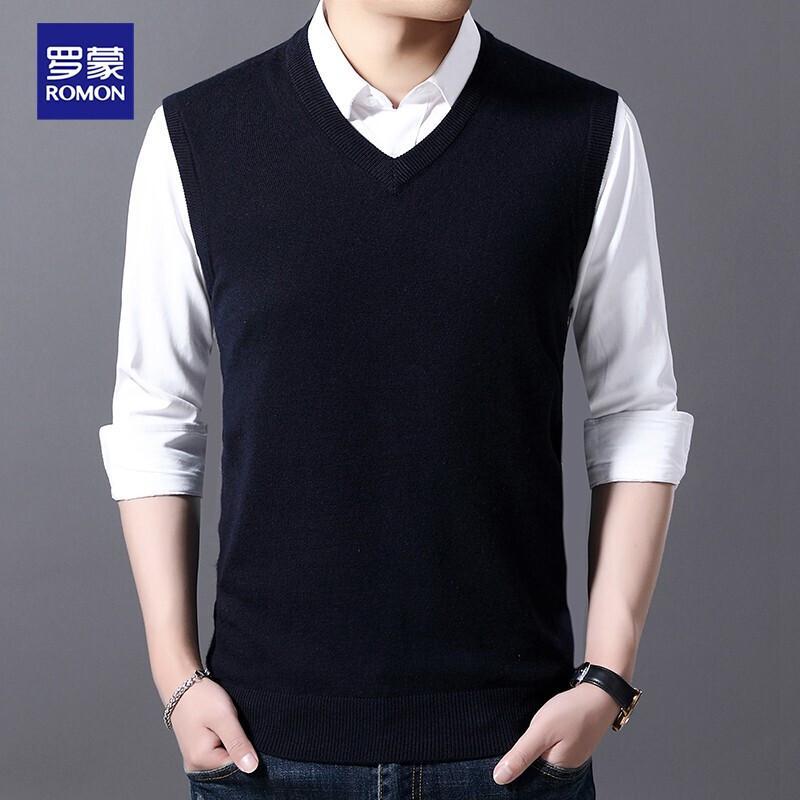 Romons Men s V-Neck Wool Blend Knitted Vest Sweater 56/XXXL