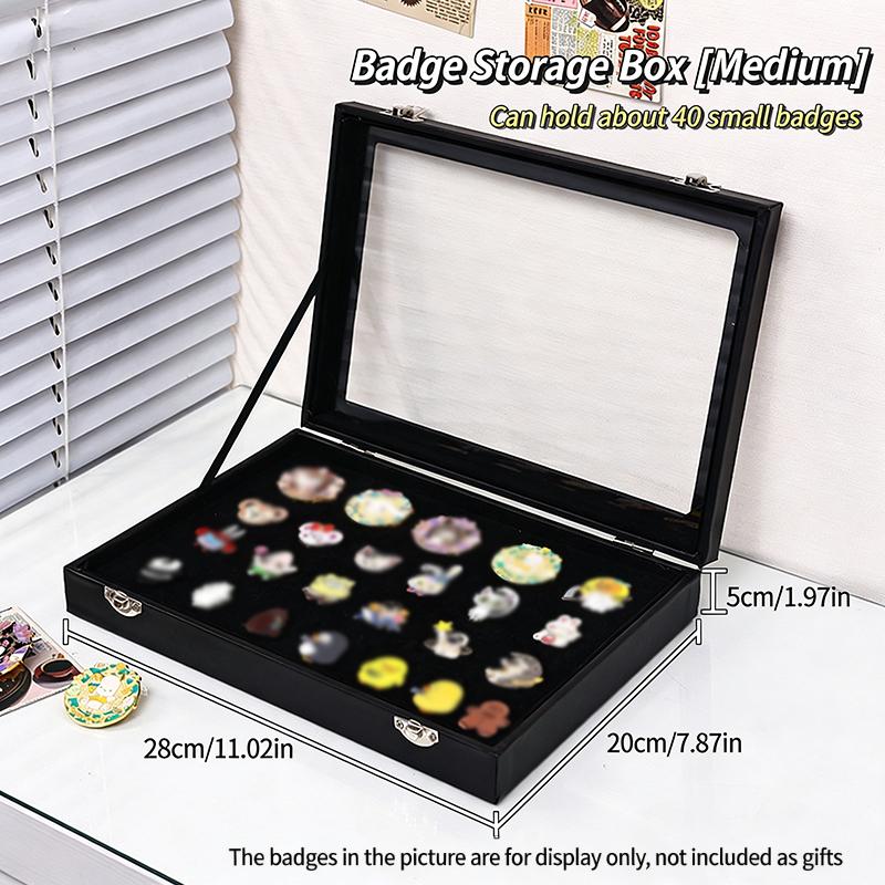 Collectible Badge and Brooch Display Box with Clear Dustproof Cover Jewelry Storage Holder Gift for Home Use