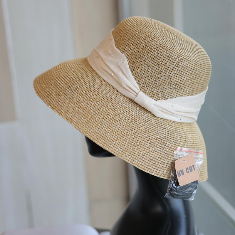 Sun Hat Women's Summer Enlarged and Widened Sun Protection Hat Travel Vacation Lampshade Straw Hat Travel Fine Grass Hat