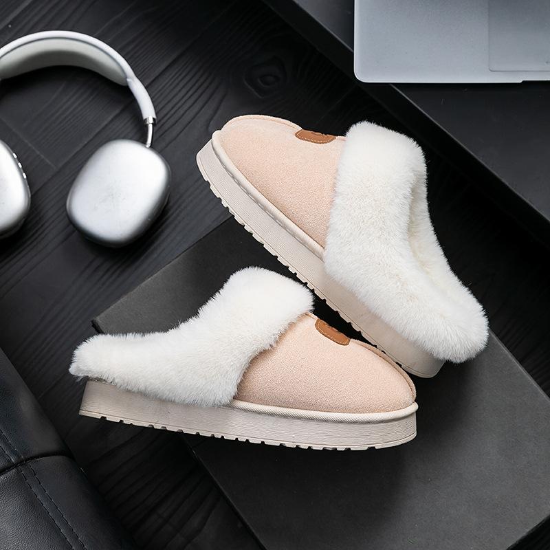 Winter plush cotton slippers indoor home thick bottom non-slip plush warm fashion versatile cotton mop