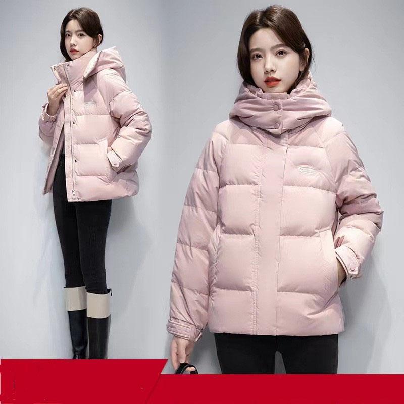 Damen Winterjacke mit Kapuze, dick, warm, Baumwolle, Pufferjacke, Langarm, Parka, Taschen, einfarbig, Übergröße