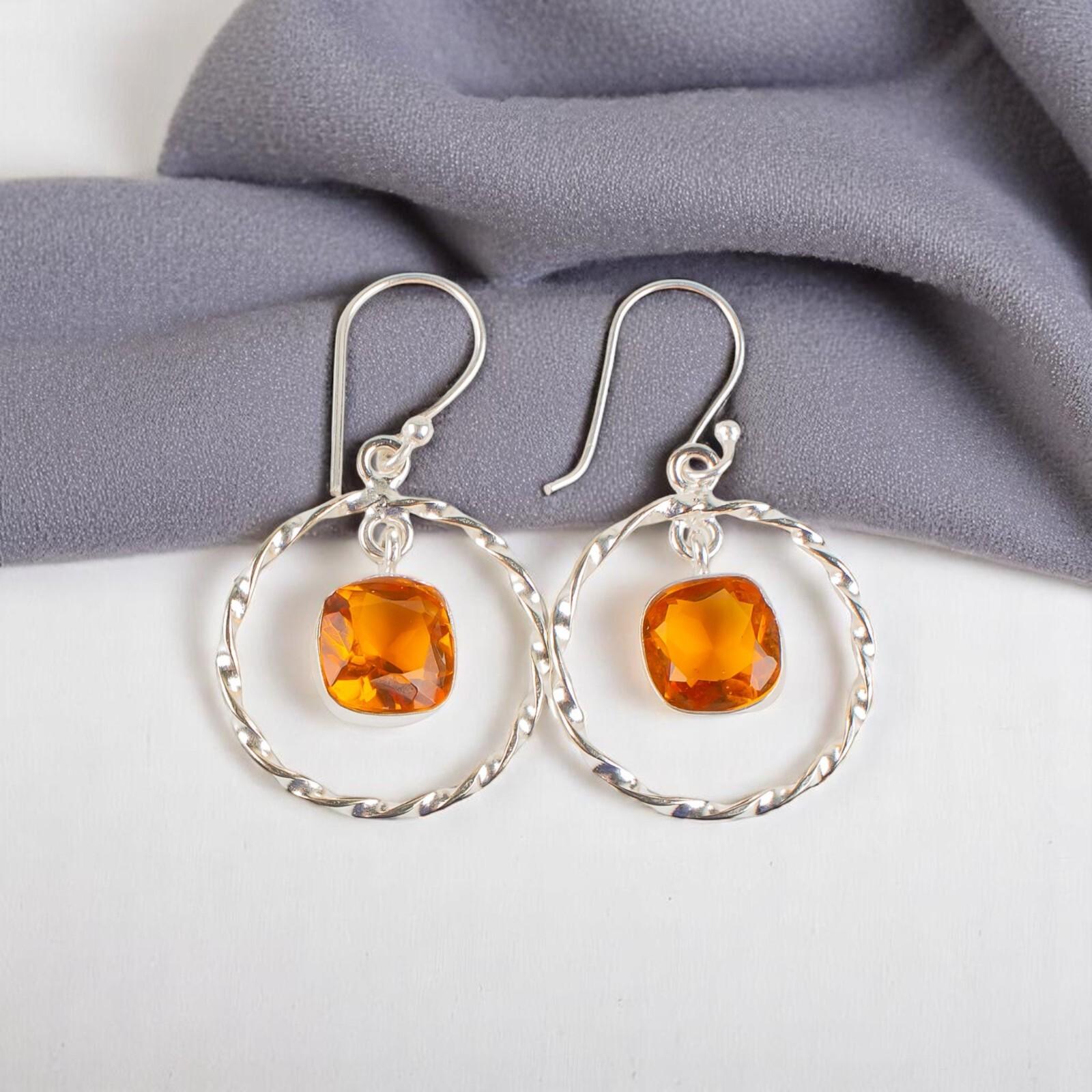 

Citrine Gemstone 925 Sterling Silver Jewelry Handmade Drop/Dangle Earrings 1.60 EE-60-1
