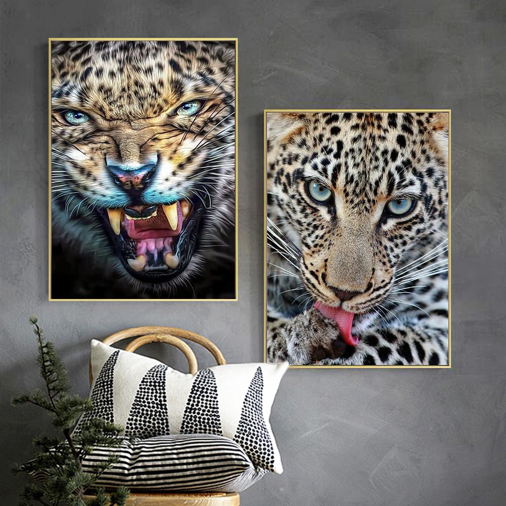 Abstract Animal Leopard Canvas Oil Painting Poster and Prints Nordic Wall Art Picture for Living Room Home Decoration