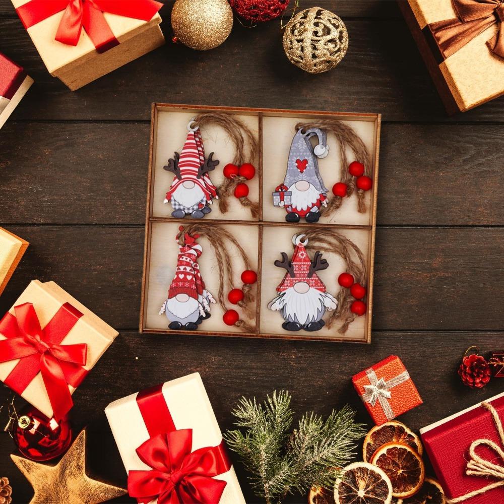 12pcs Christmas Decorations - Colorful Wooden Gnome Pendants for Tree, Festive Hanging Ornaments, Holiday Gnome Crafts, Party Decor