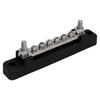 6 Terminal Bus Bar with Cover 48V 150A 2 Studs Power Distribution Block for Car Boat Marine Caravan RV Black
