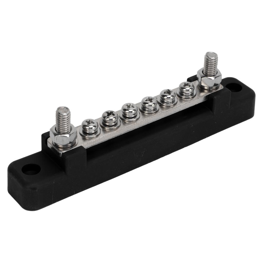 6 Terminal Bus Bar with Cover 48V 150A 2 Studs Power Distribution Block for Car Boat Marine Caravan RV Black