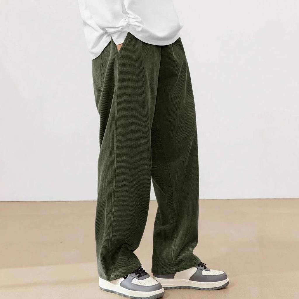 Men's Japanese Style Wide-Leg Cargo Pants - Autumn/Winter Casual Trousers