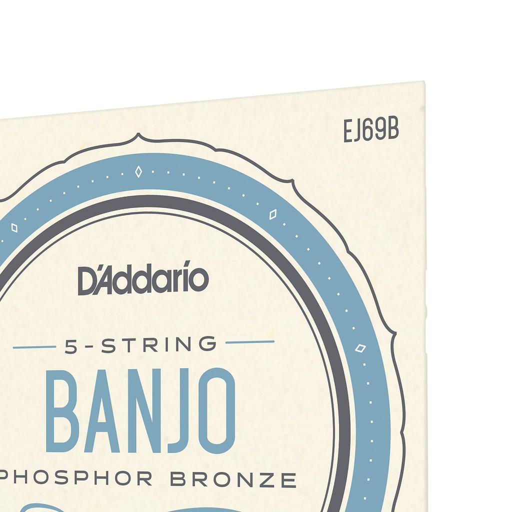 D'Addario Phosphor Light Banjo Strings, 5-String, Ball End, .009-.020, EJ69B