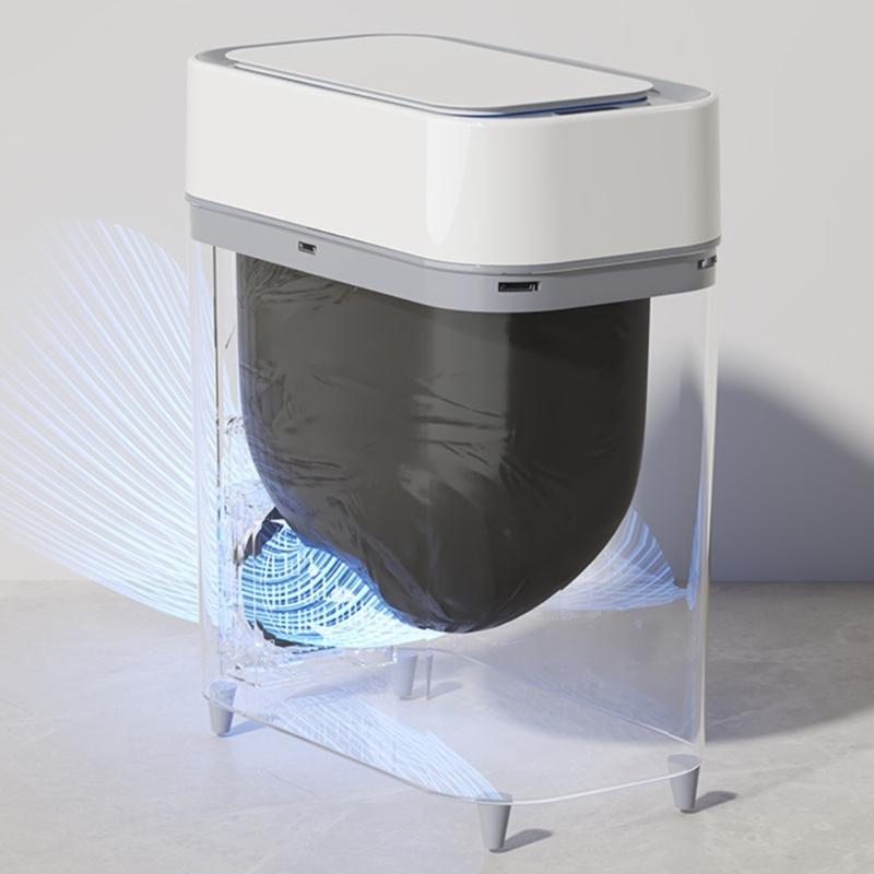 Mülleimer mit Klappdeckel, hohe Kapazität, kippsicheres Design, sichere automatische Öffnung für Haushalt, Küche, Bad