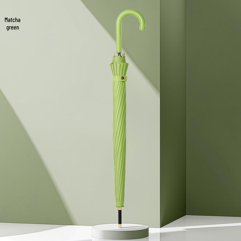 Large Windproof Umbrella: 16-Rib, Long-Handle, Solid Color, Automatic, for Women & Men