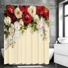 Rose Flower Botanical Shower Curtain, Bathroom Decorative Shower Curtain, Waterproof Shower Curtain with Hooks
