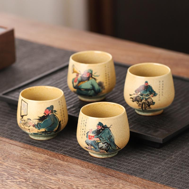 Kiln change master cup tea cup merchandise Wusheng Guan Yu meditation cup household coarse pottery single cup tea cup 200ml