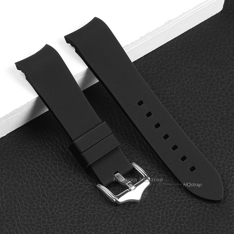 Curved End Silicone Strap for Swatch Stainless Steel Buckle 20mm 22mm Men Women Soft Waterproof Replace Watch Band for Seiko