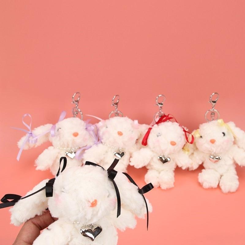 Soft Plush Rabbit Doll Keychain Lovely Doll Charm Colorful Keychain Accessory Suitable for Girls and Adults Present