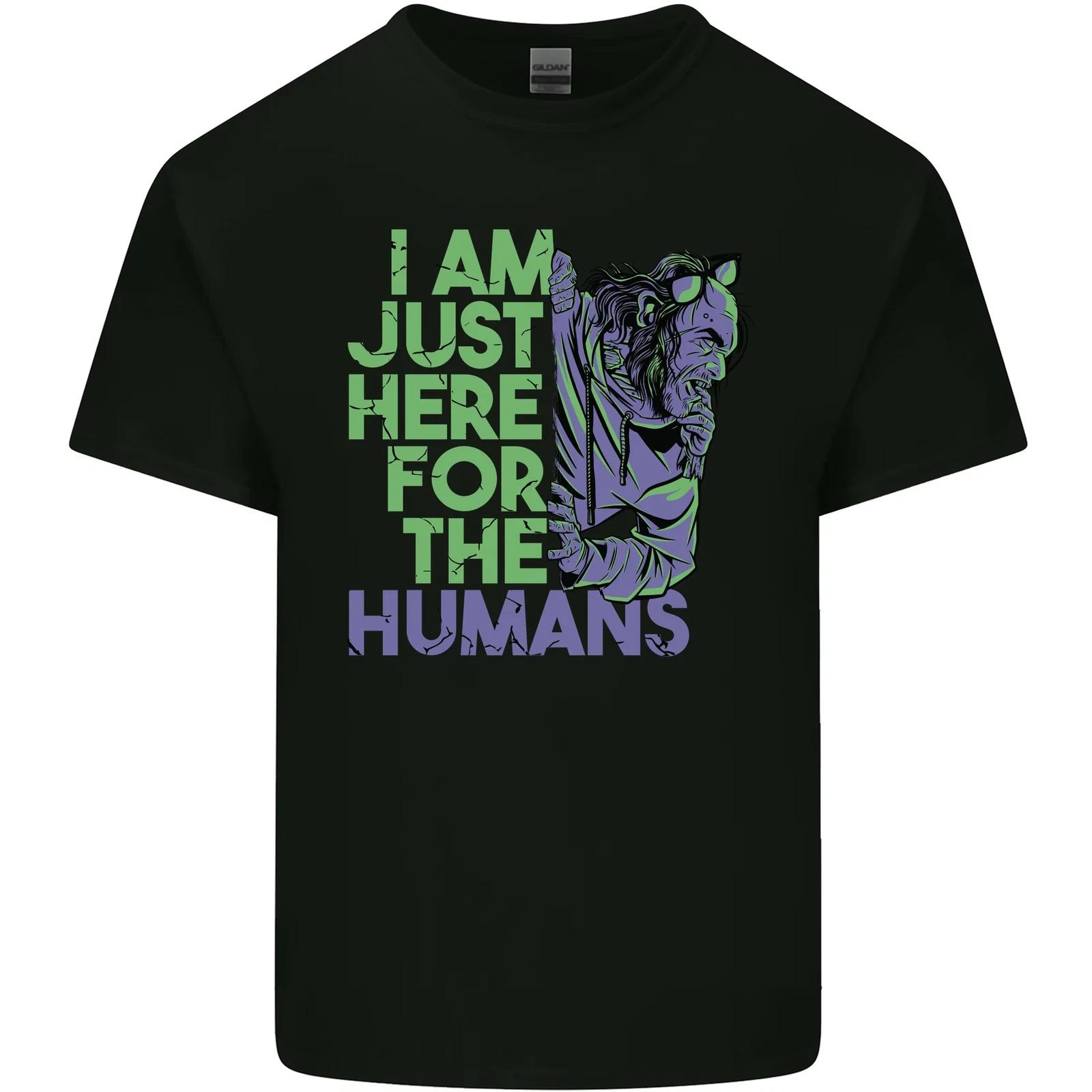 

Halloween Zombie Just Here For the Humans Kids T-Shirt Childrens XL