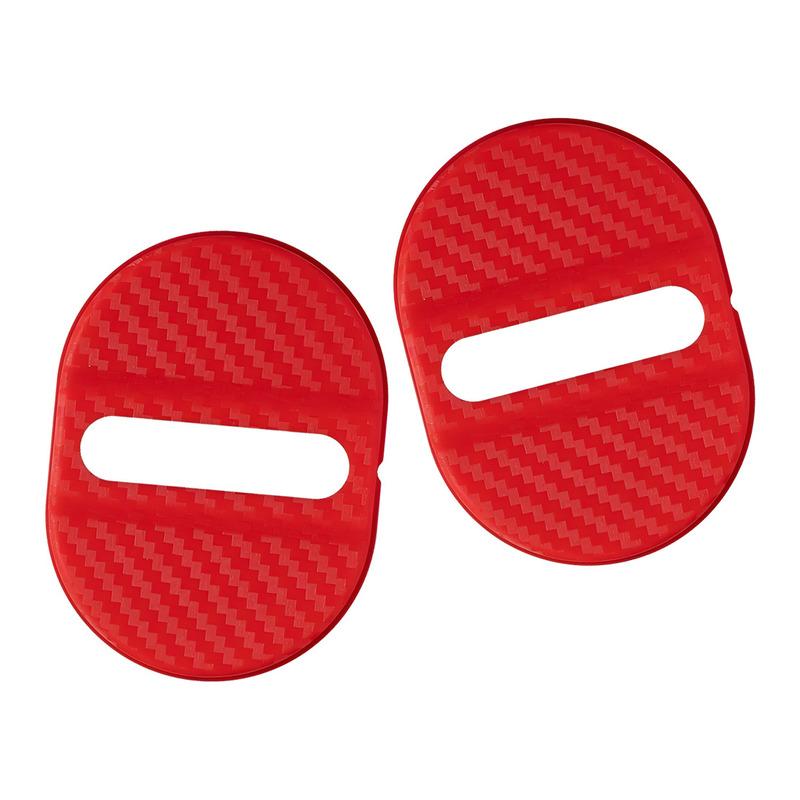 Universal 4pcs Red Carbon Fiber Style Car Door Lock Latch Protective Cover Trim Anti Rust Sticker Decor