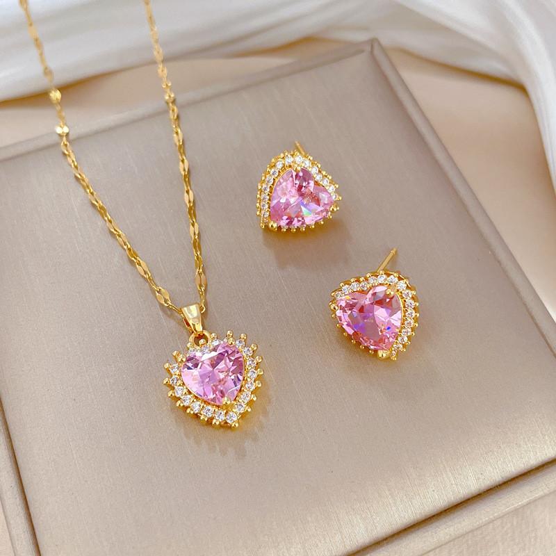 Light Luxury Swan Butterfly Zircon Jewelry Sets Stainless Steel Animal Pendant Necklace Earrings Party Gifts For Women Girls
