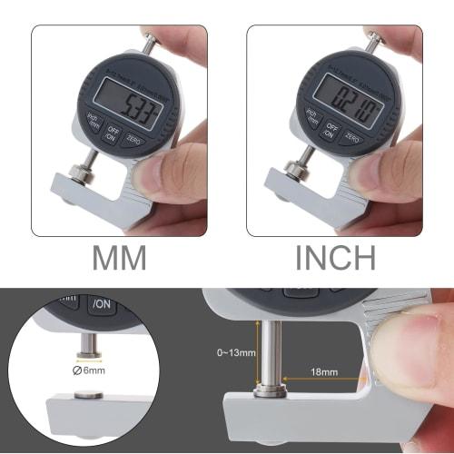 Smgda Digital Micrometer, High Precision 0.01mm Thickness Gauge, Thickness Meter, Measuring Range 0-12.7mm, Large LCD Screen, Electronic Microgauge, T