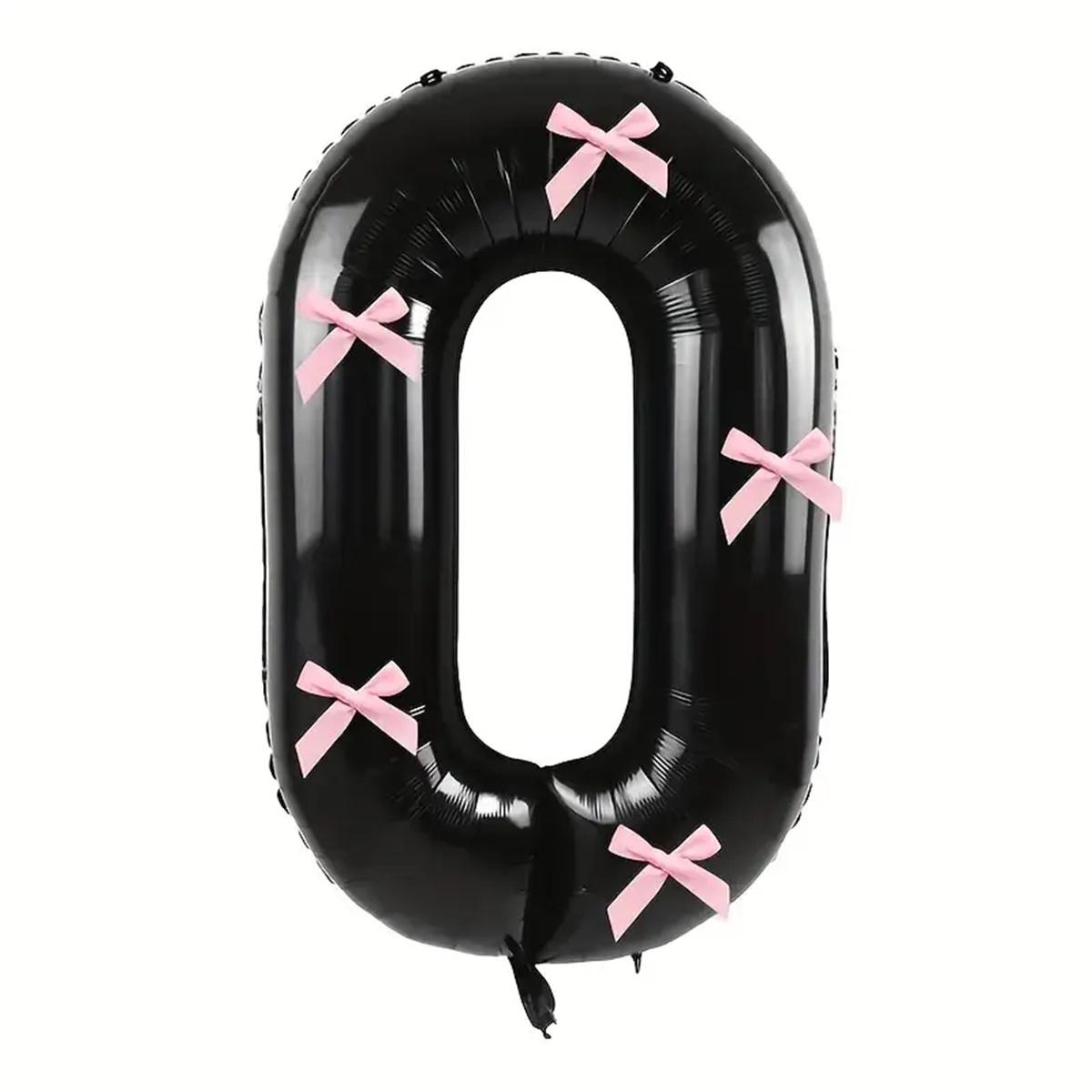 

32-дюймовий рожевий бант, цифрова повітряна куля з чорної алюмінієвої плівки, повітряна куля для прикраси весілля до Дня святого Валентина