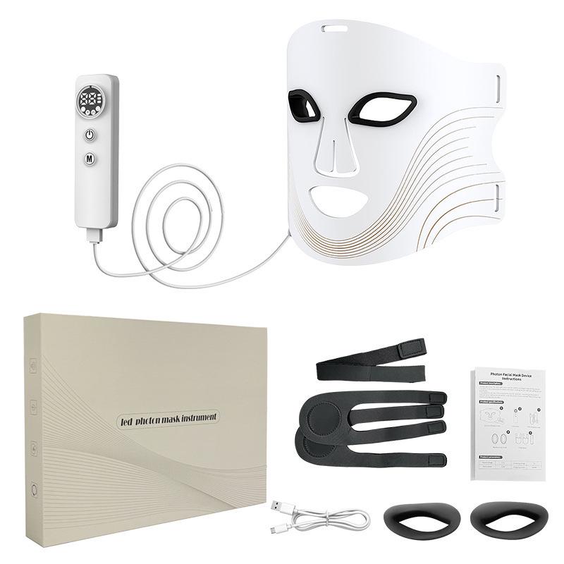 Cross-Border LED Red Light Photorejuvenation Face Mask - CE Approved Silicone Beauty Device with Large Red & Blue Light Panel M08 White (7-color LED)