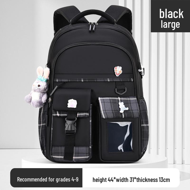 Girls' Trendy Lightweight Backpack: Spine-Protective, Double Shoulder Design for Grades 3-6