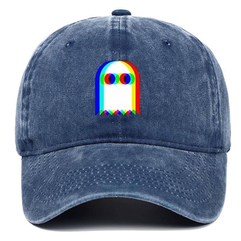 Colorful ghost print baseball cap suitable for daily dressing up and Halloween parties, adjustable outdoor sun protection hat
