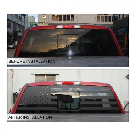 Rear Window Decor Sticker Decal Trim for Ford F150 2015- Black N Flag