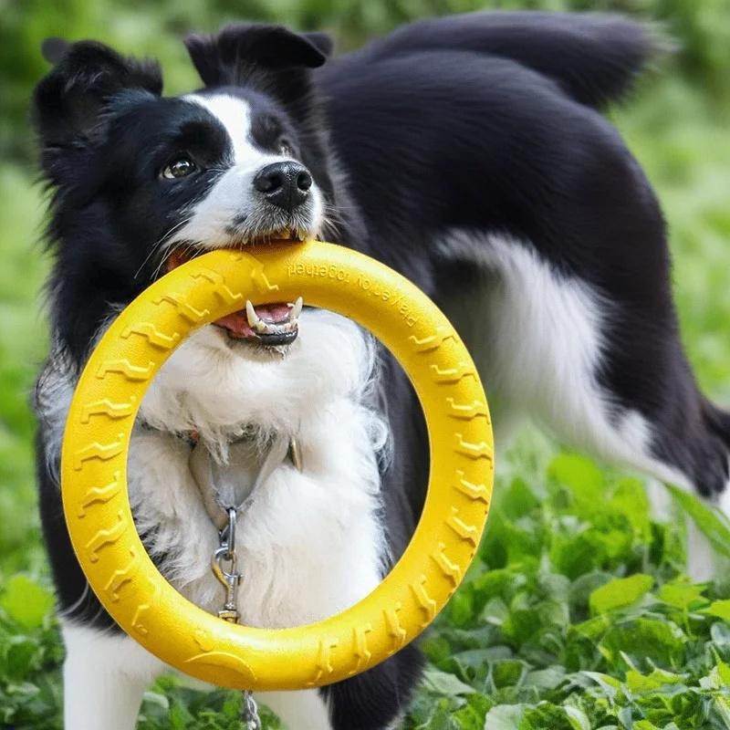 EVA Bite Proof Dog Frisbee And Tug Ring Toy With Pet Ball For Puppies Small Dogs Outdoor Park Beach Fetch Birthday Fun Gift