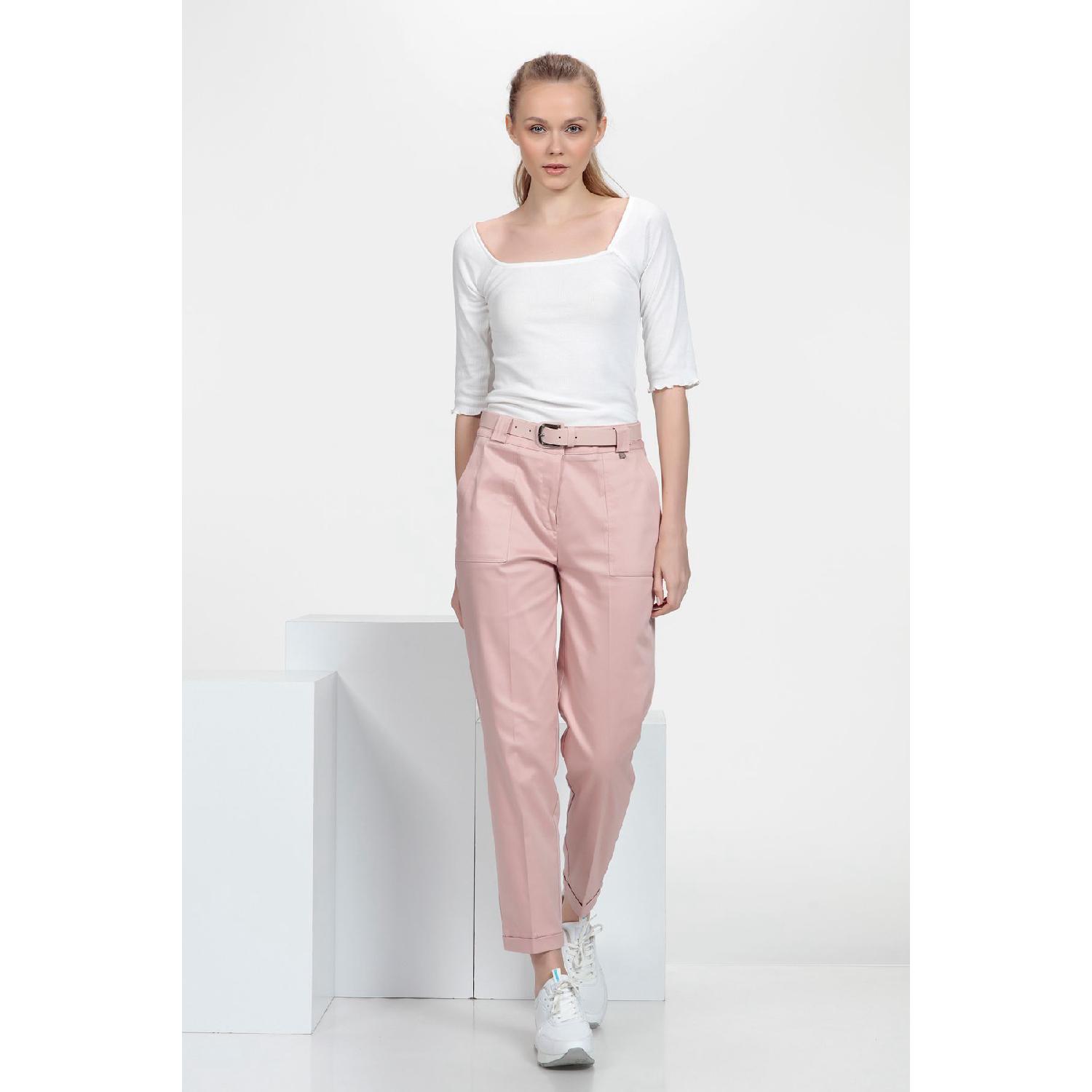 

Pocket Belted Double Leg Trousers 36 рожевий колір золота