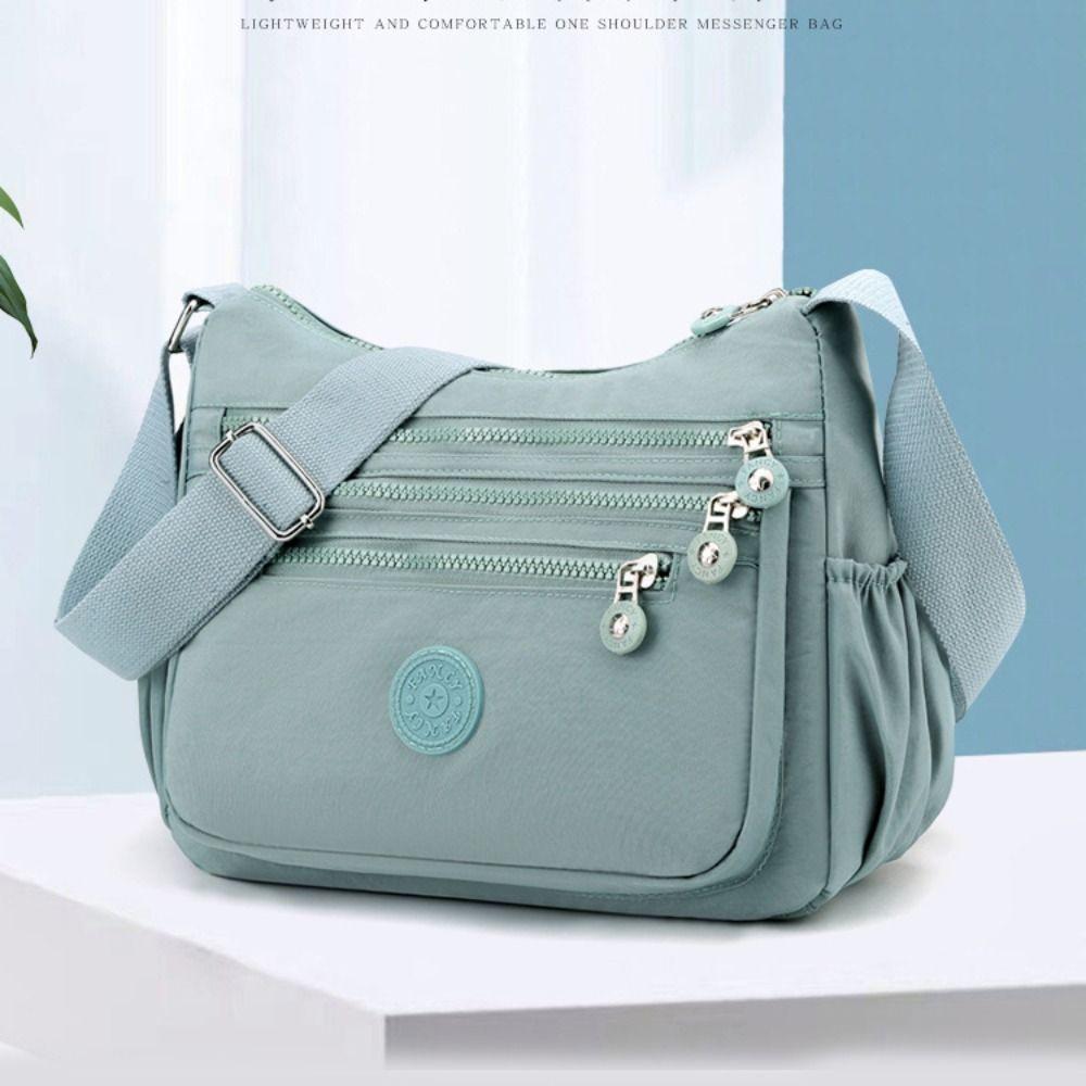 Wide Strap Nylon Square Bag Multi-layer Middle-aged Crossbody Bag Shopping Messenger Bags  Work